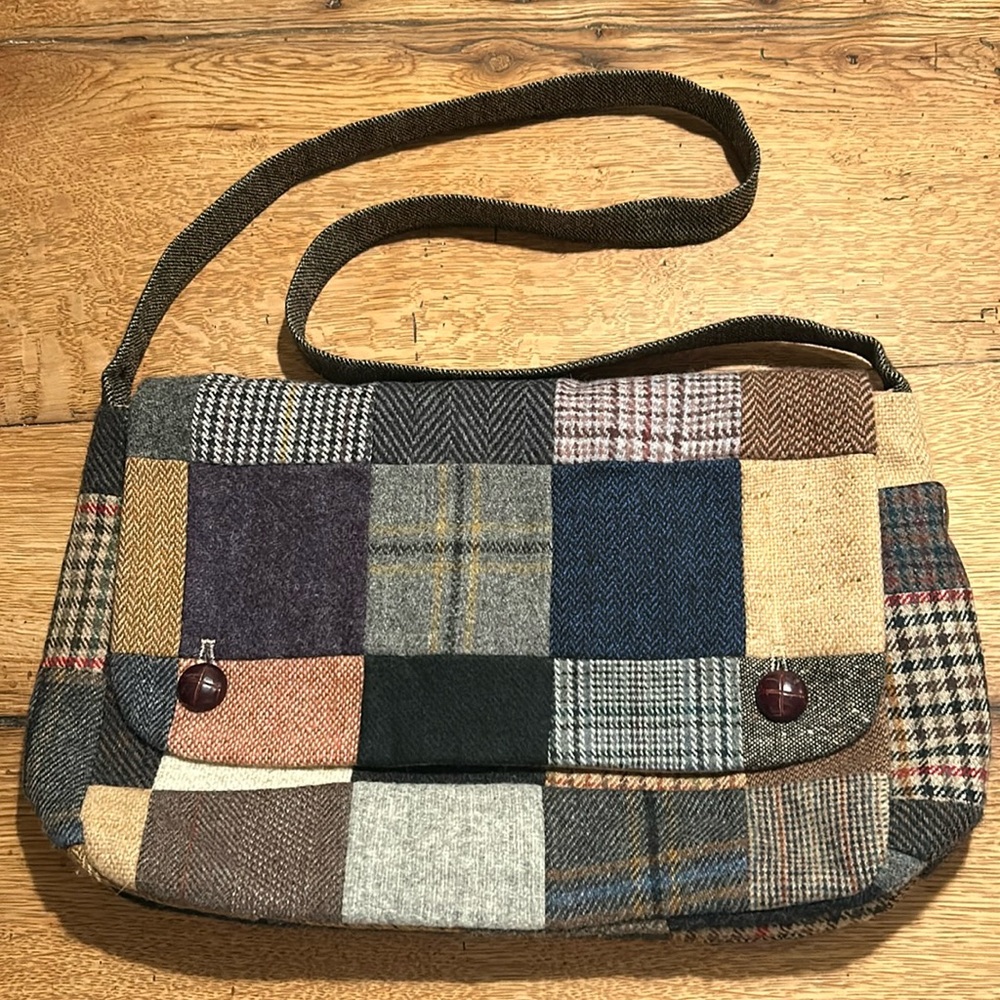 Hanna Hats Satchel Bag Patchwork Tweed NWOT